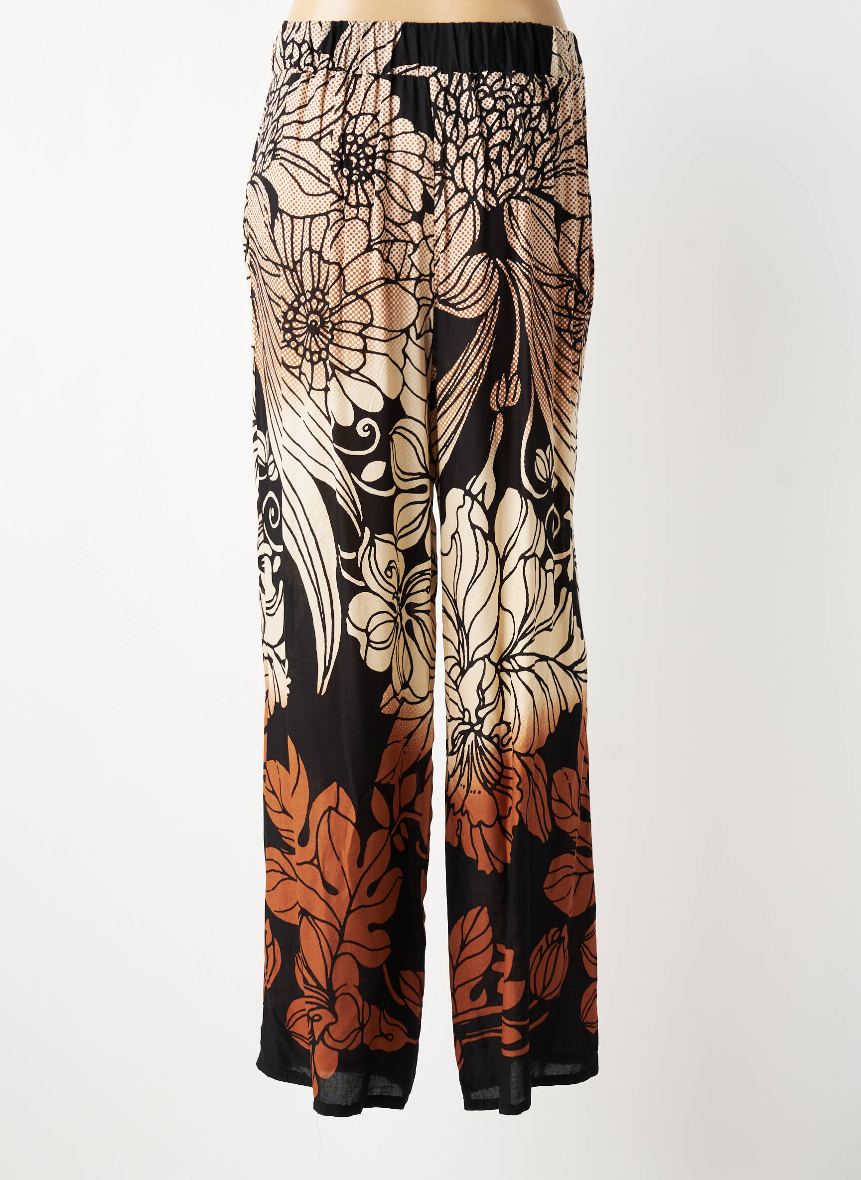 Pantalon droit tissage popeline taille normale noir ELEONORA AMADEI femme