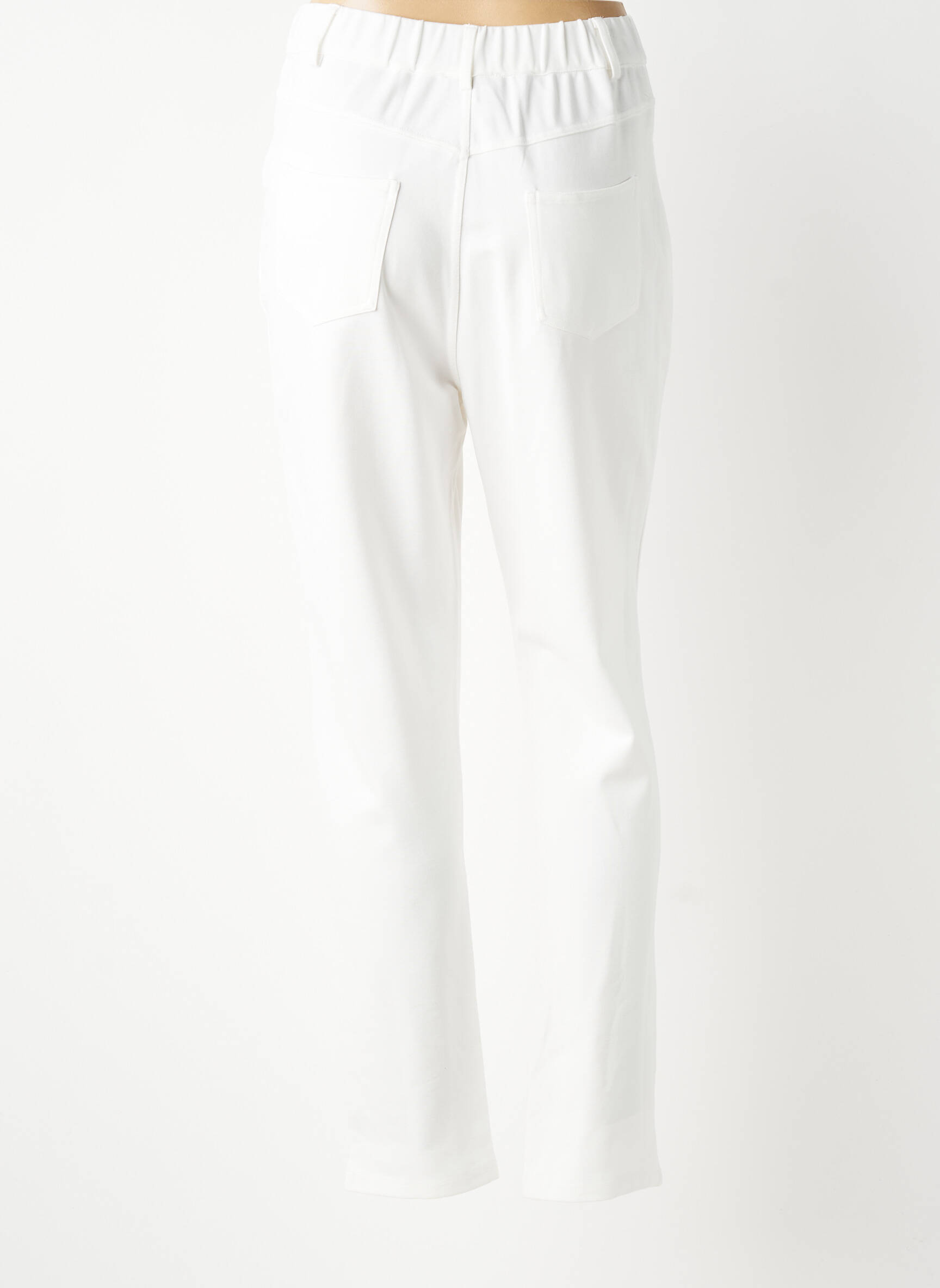 Pantalon droit stretch taille normale blanc LEO & UGO femme
