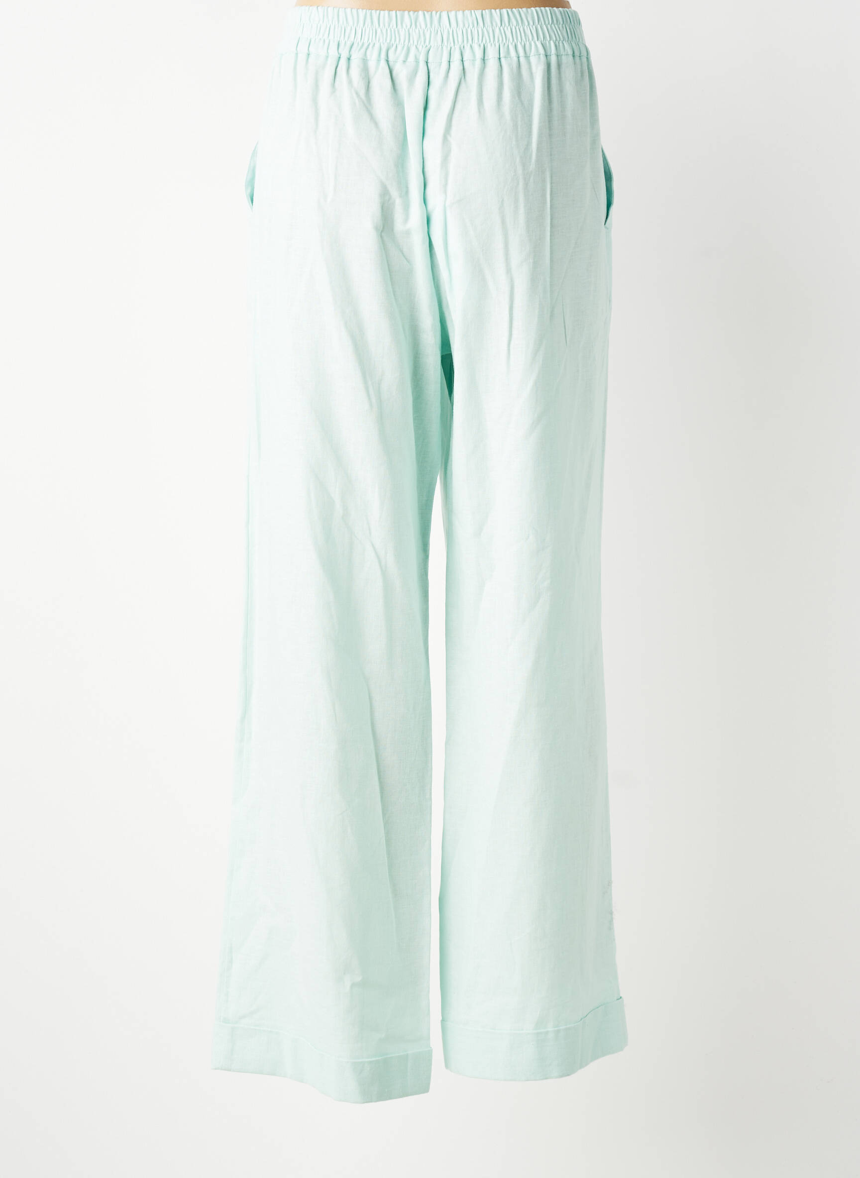 Pantalon droit taille élastique taille normale bleu LESLIE femme