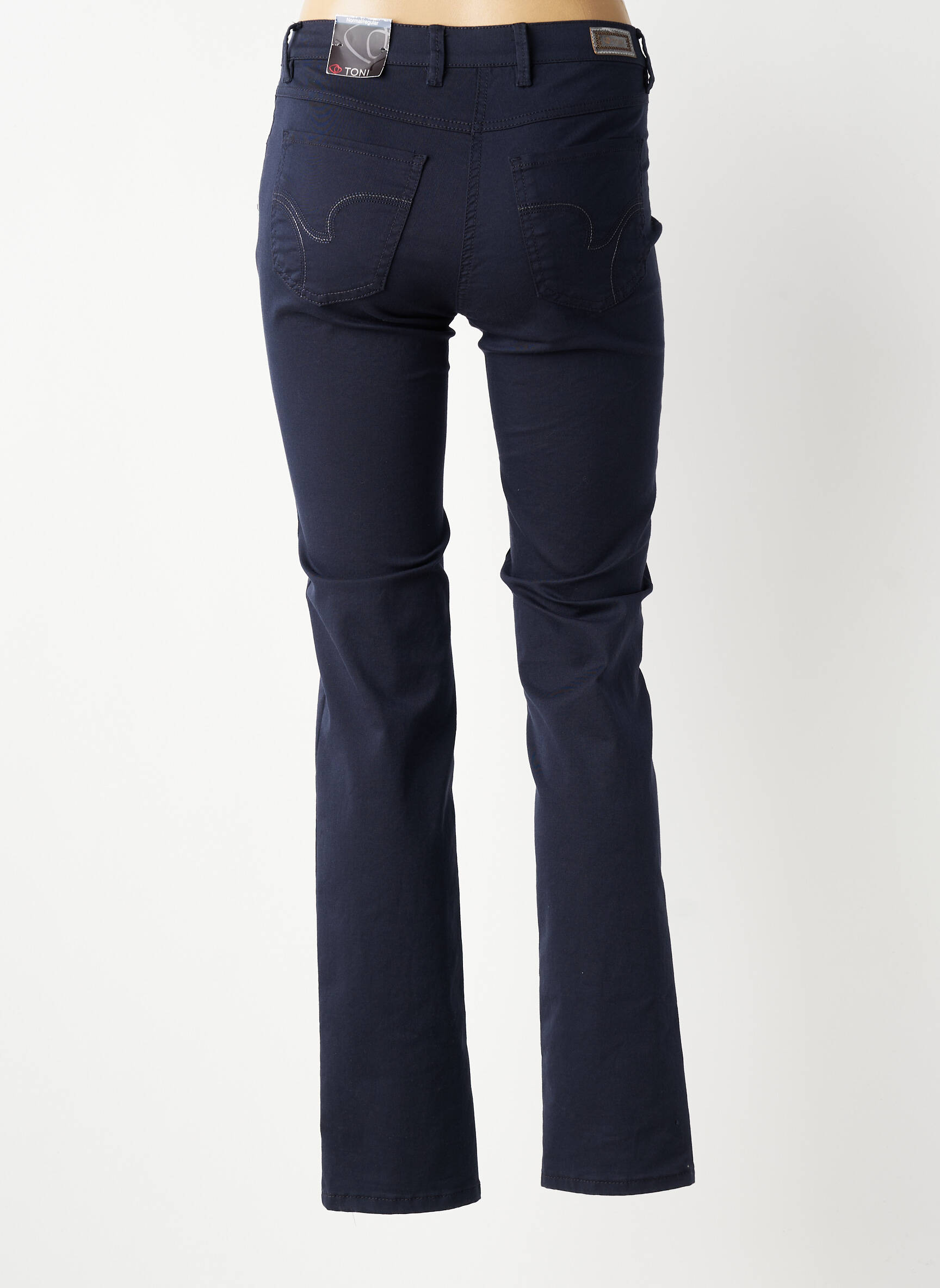 Pantalon droit stretch taille normale bleu TONI femme