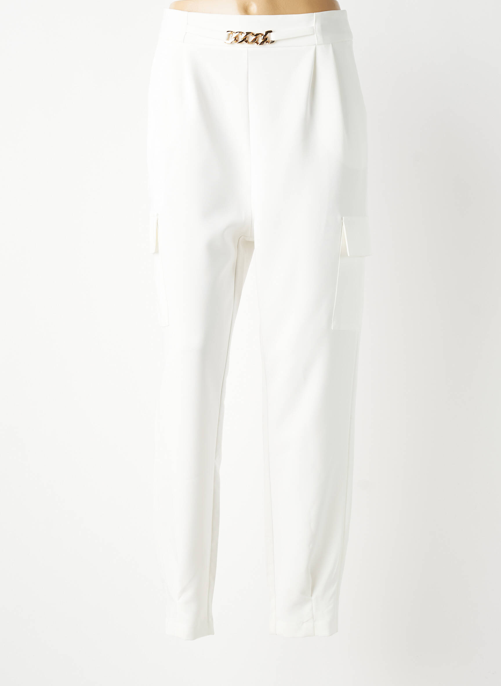 Pantalon droit stretch taille normale blanc LESLIE femme