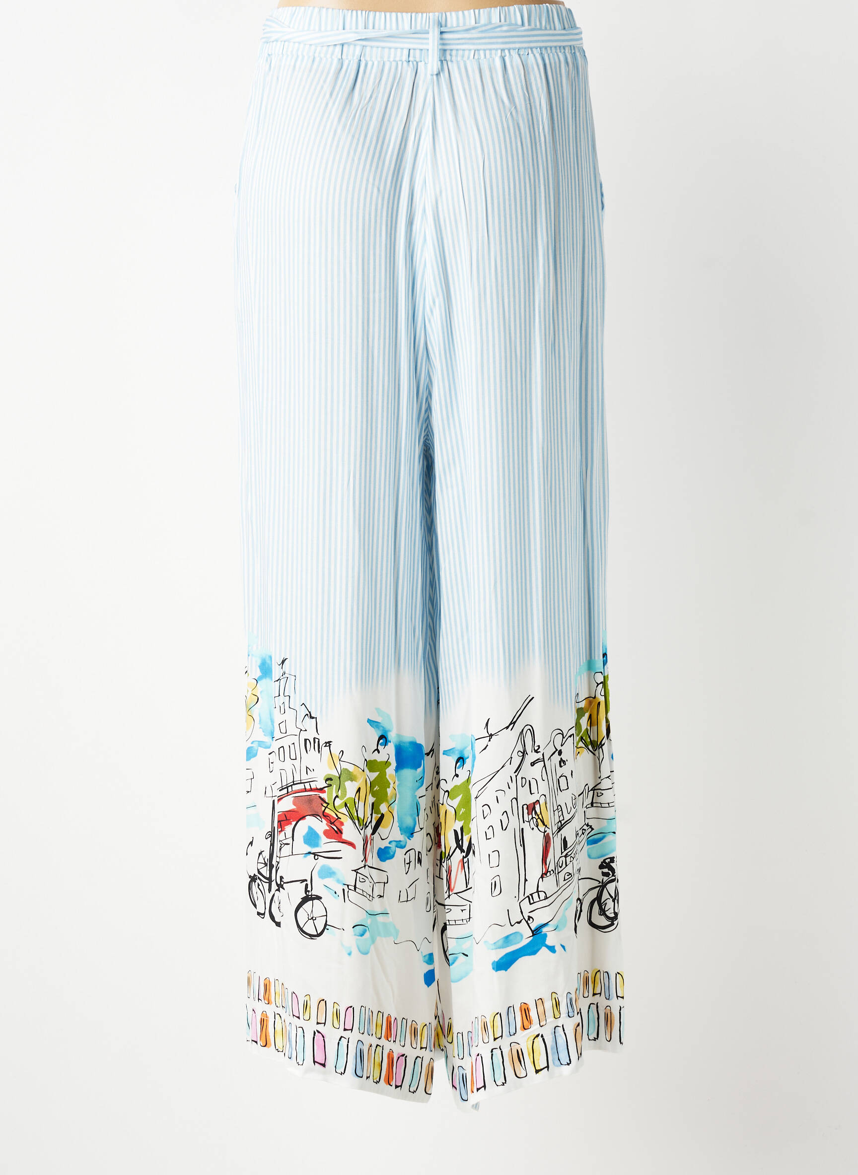 Pantalon droit tissage popeline taille normale bleu LESLIE femme