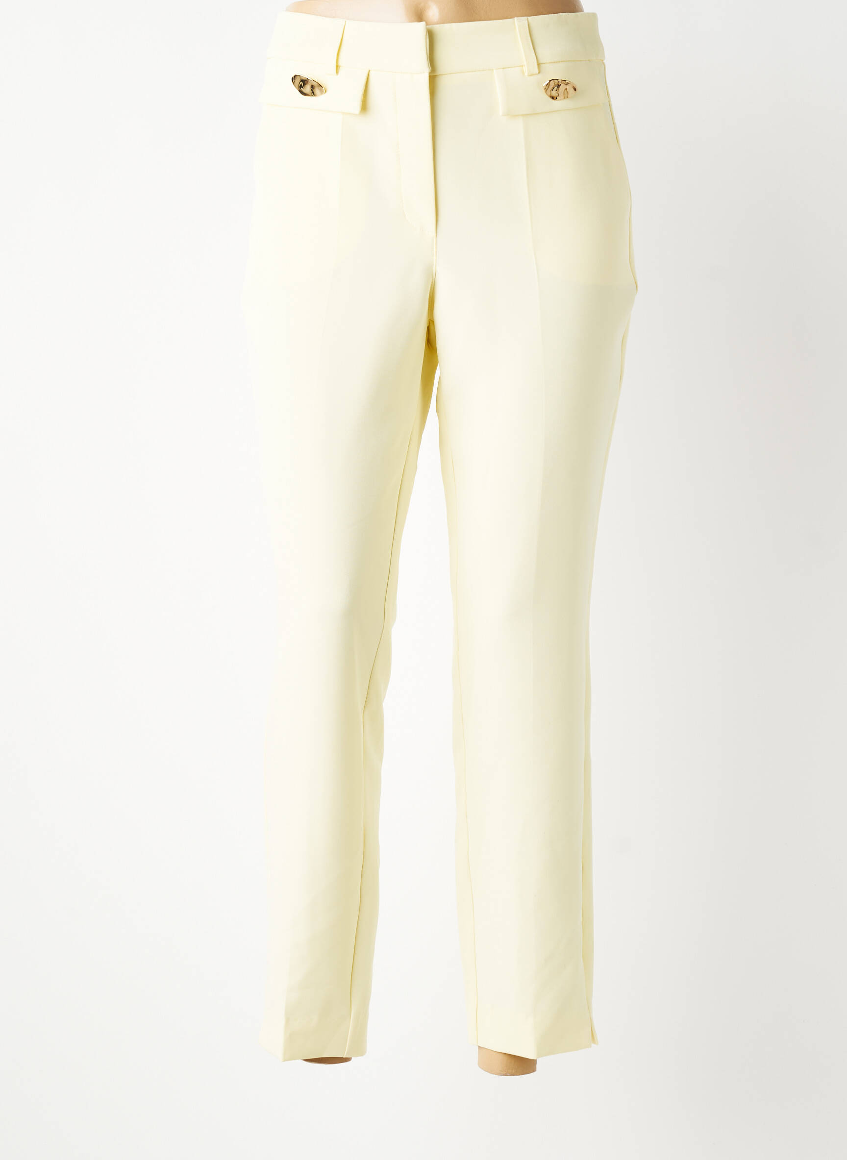 Pantalon droit tissage popeline taille normale jaune LESLIE femme