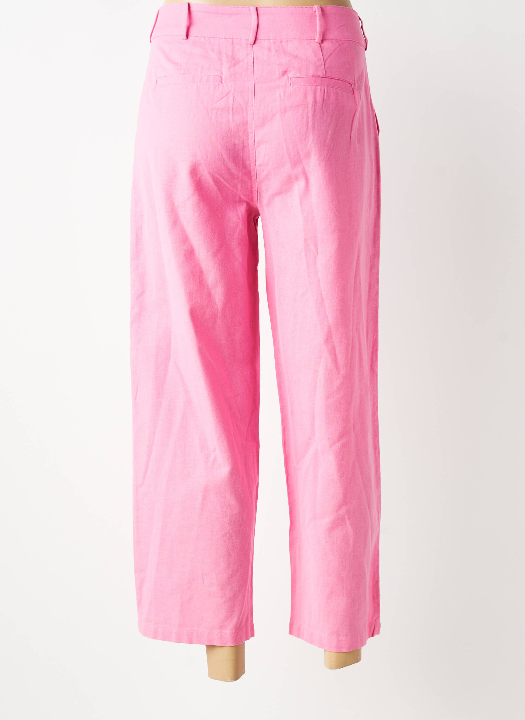 Pantalon droit fermeture zippée sous rabat avec crochet taille normale rose LOLA CASADEMUNT femme