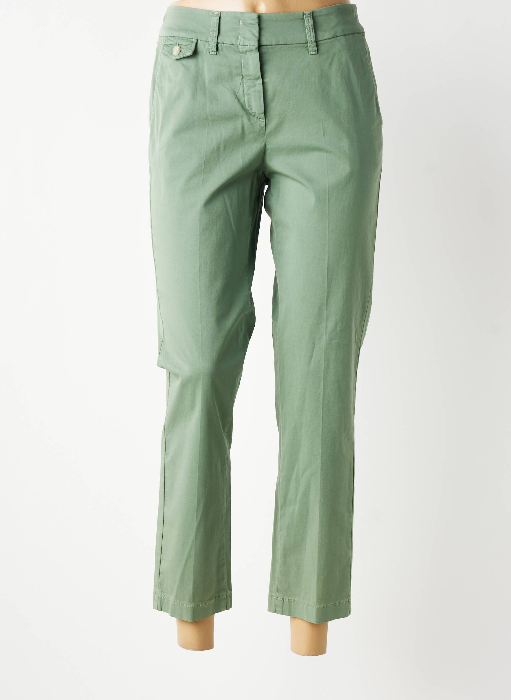 Pantalon droit stretch taille normale vert GARDEUR femme
