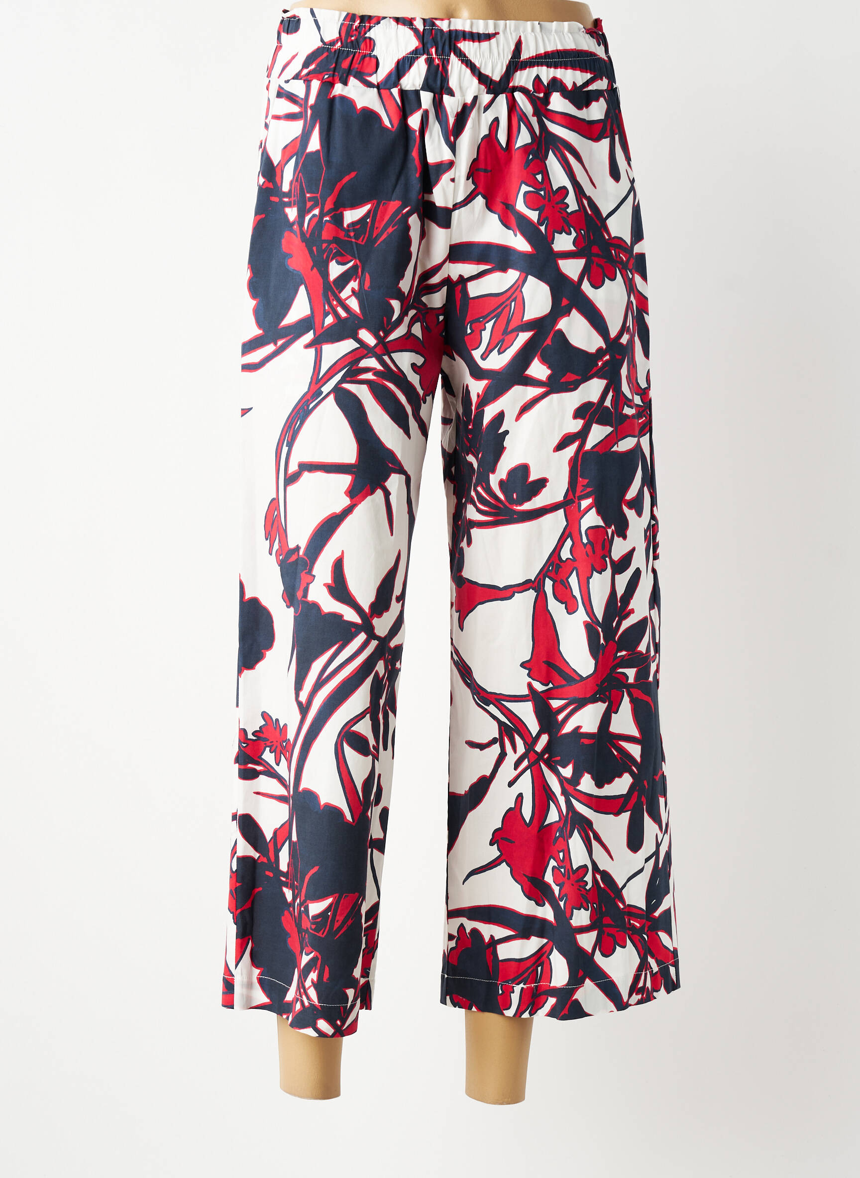 Pantalon 7/8 taille élastique taille normale bleu MARIA BELLENTANI femme