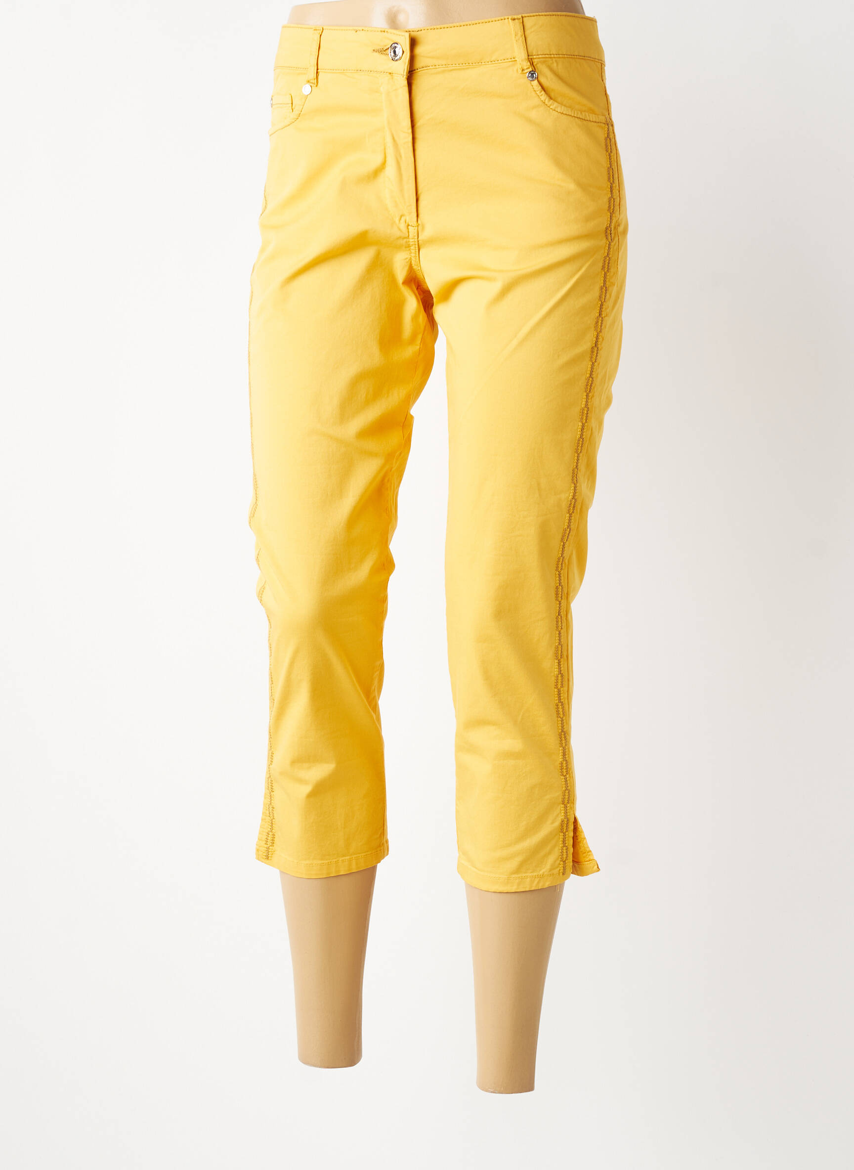 Pantacourt stretch taille normale jaune FUEGO WOMAN femme