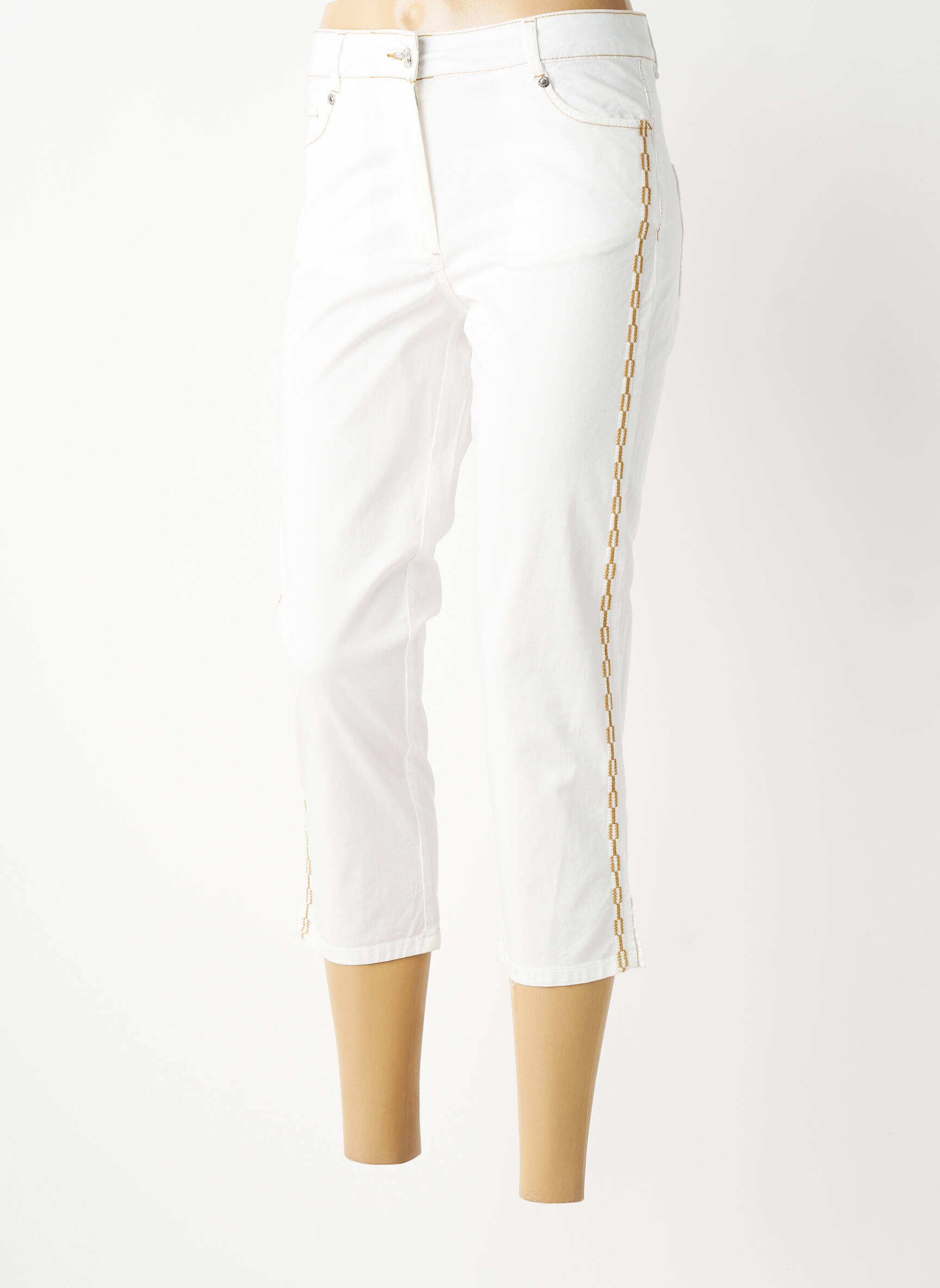 Pantacourt stretch taille normale blanc FUEGO WOMAN femme