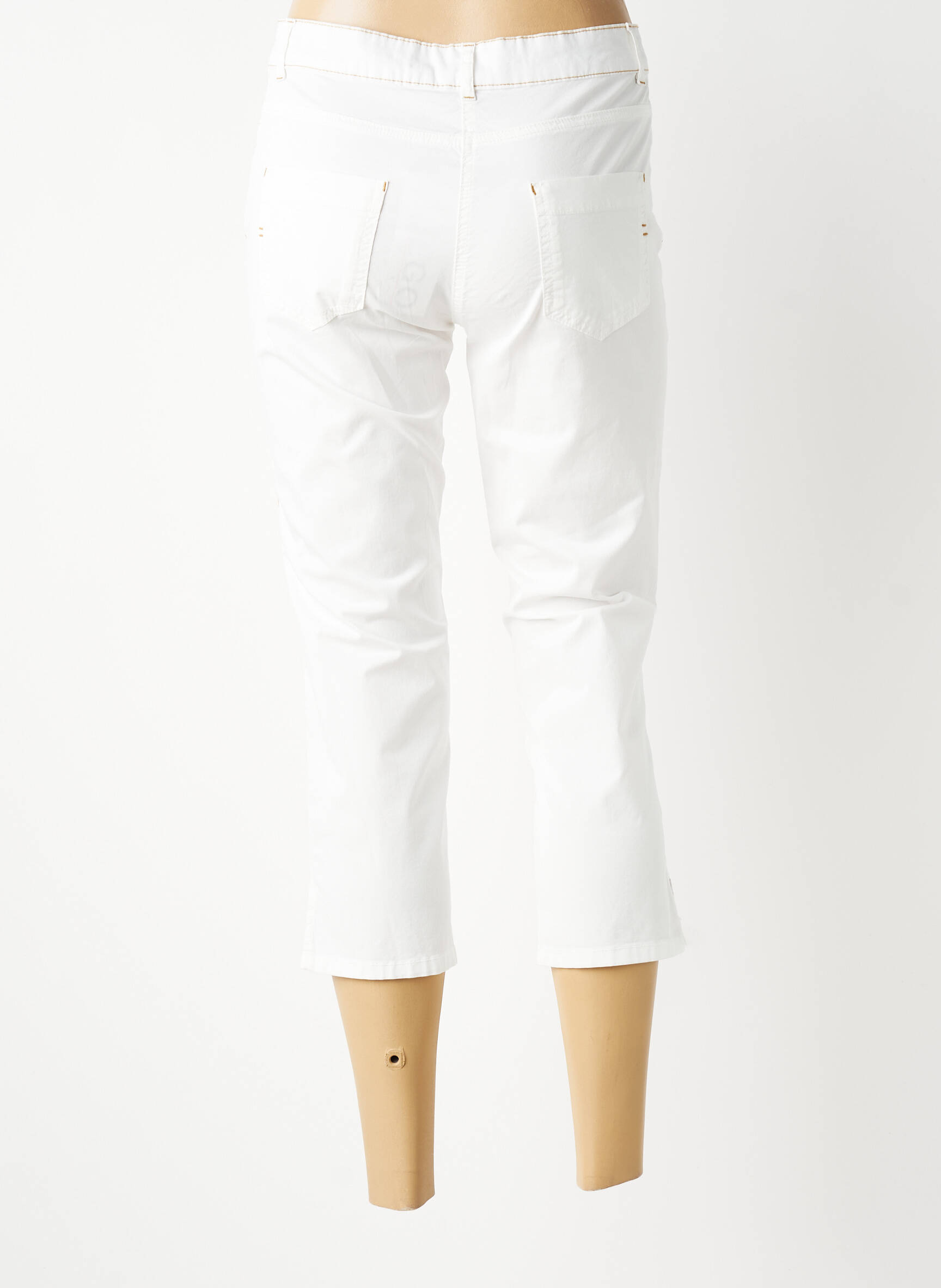 Pantacourt stretch taille normale blanc FUEGO WOMAN femme