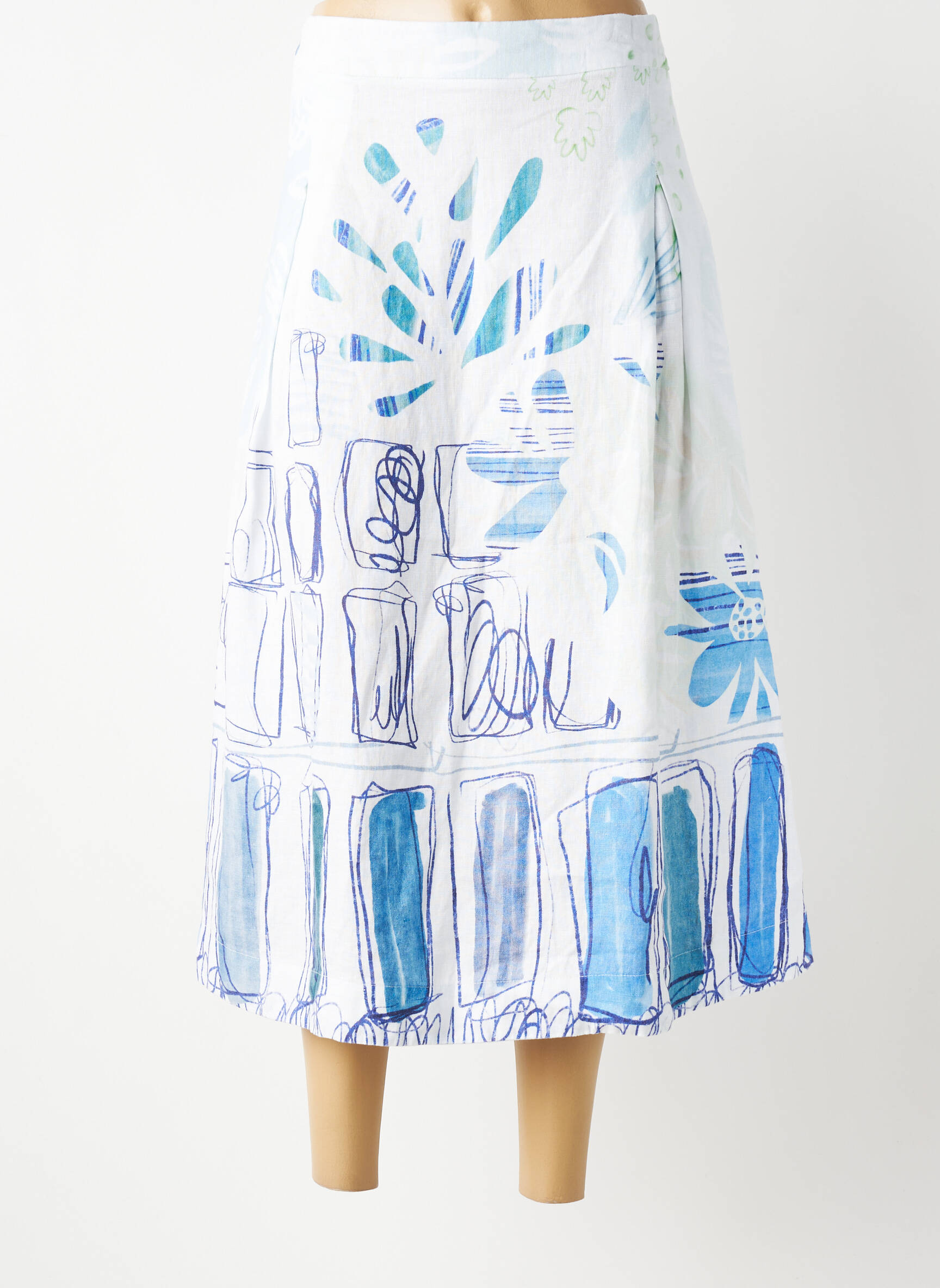 Jupe longue imprimé fantaisie bleu DOLCEZZA femme