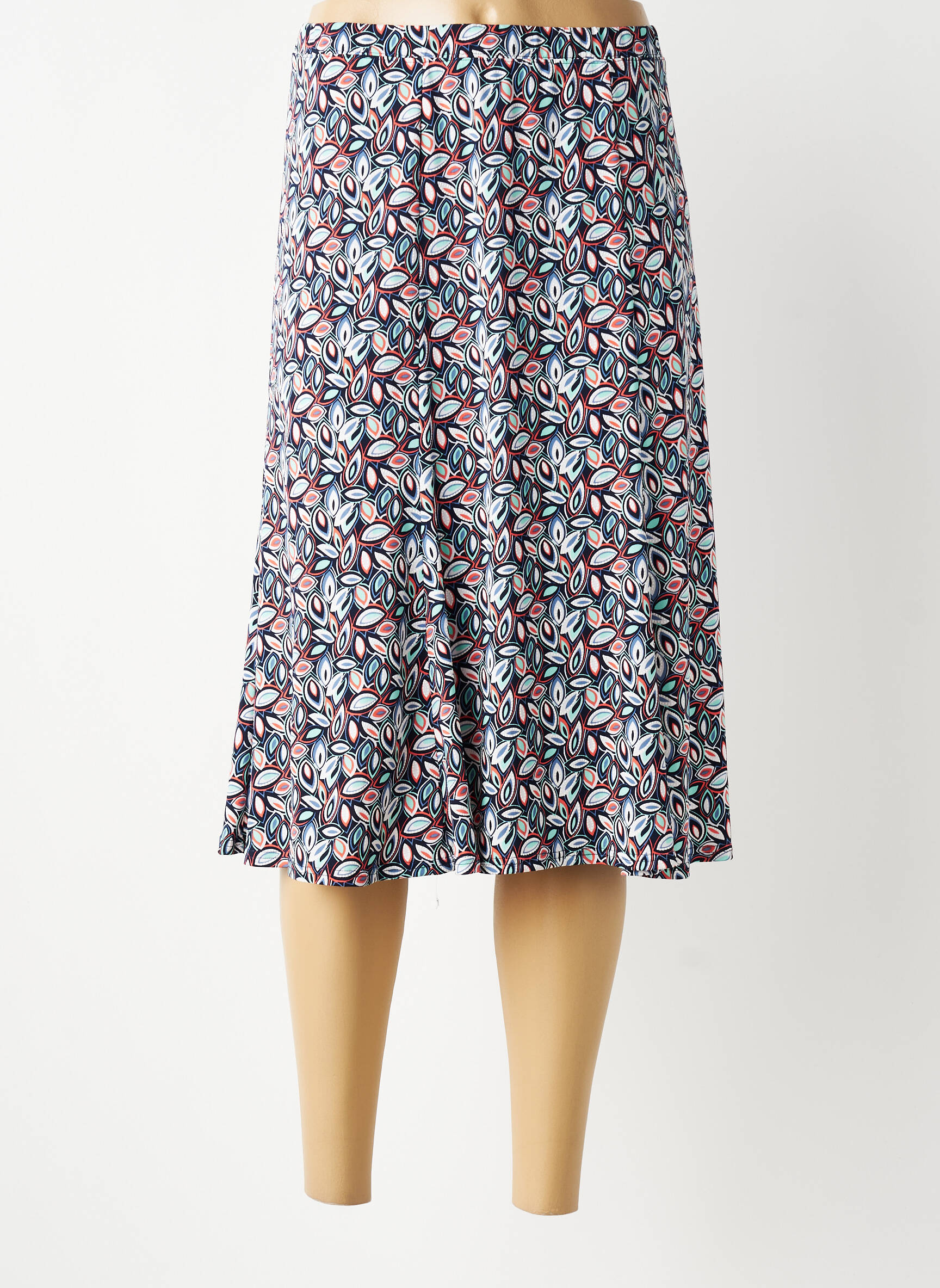 Jupe mi-longue stretch bleu GEVANA femme