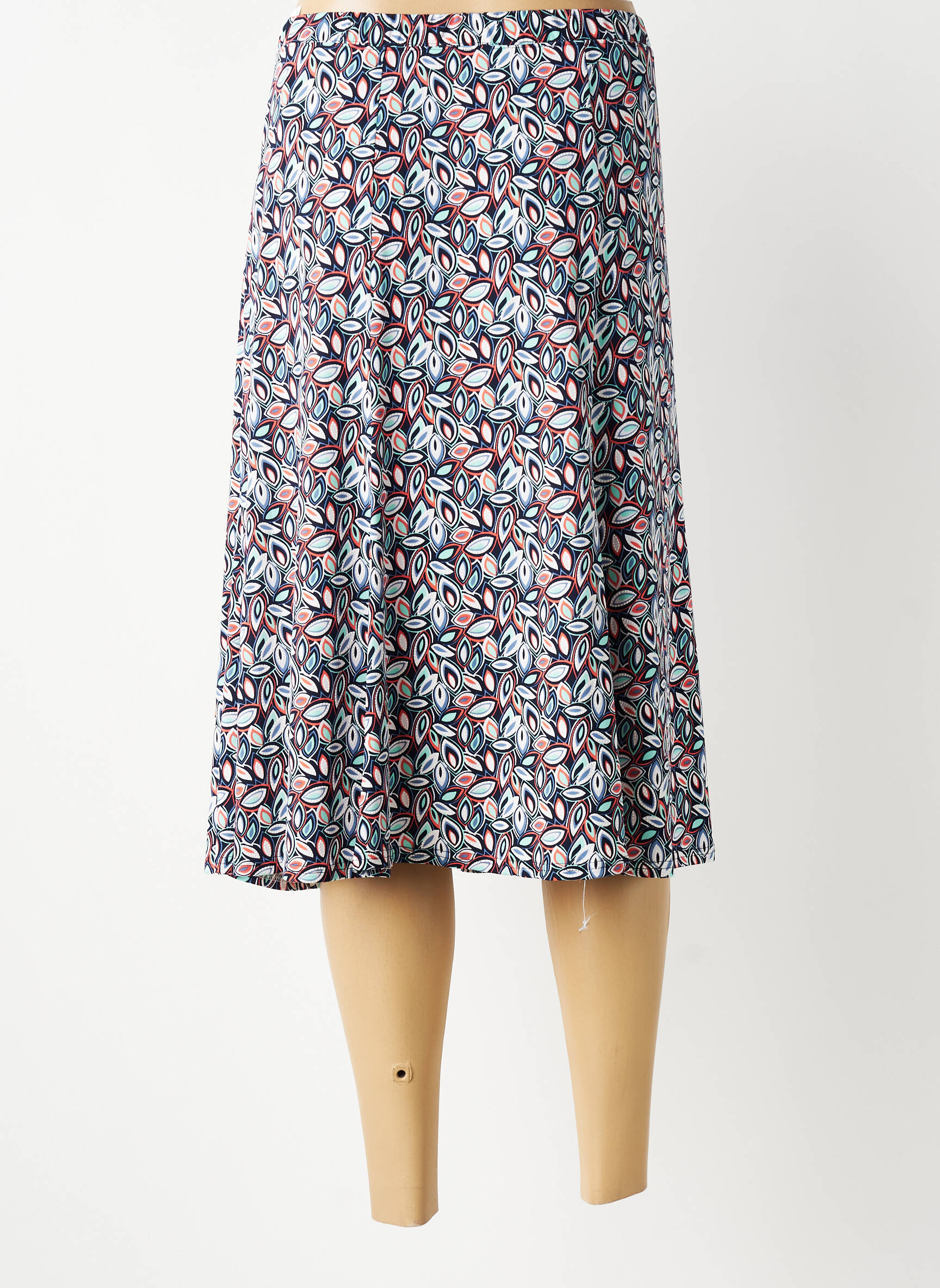 Jupe mi-longue stretch bleu GEVANA femme