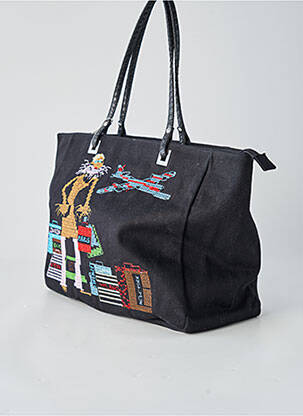 Sac fermeture zippée forme rectangulaire noir DAVID JONES femme