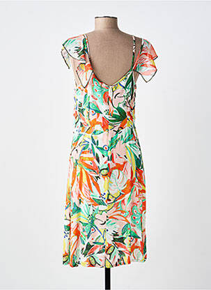 Robe mi-longue imprimé fleurs manches courtes vert PAUL BRIAL femme