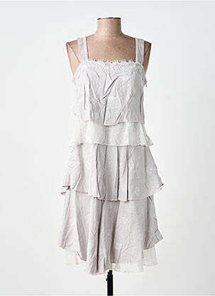 Robe mi-longue fermeture zippée au dos fines bretelles gris ALICE ET BARNABE femme