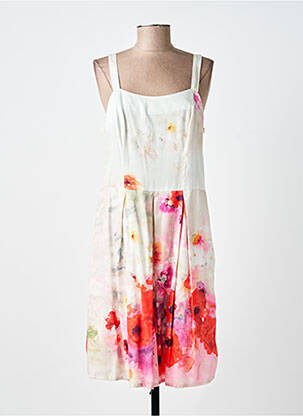 Robe mi-longue imprimé fleurs fines bretelles rouge PAUL BRIAL femme