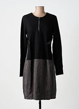 Robe mi-longue manches longues manches longues noir LAUREN VIDAL femme