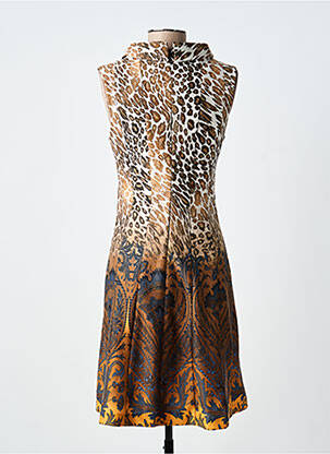 Robe mi-longue coupe fluide sans manche marron PAUL BRIAL femme