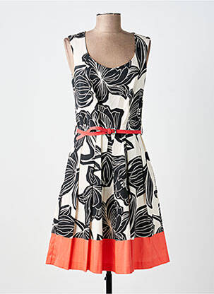 Robe mi-longue imprimé fleurs sans manche noir PAUL BRIAL femme