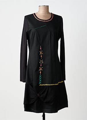 Robe mi-longue manches longues manches longues noir ALICE ET BARNABE femme
