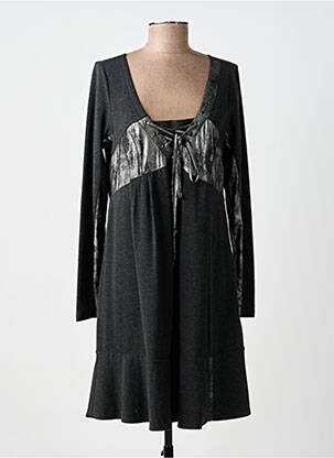 Robe mi-longue manches longues manches longues gris LAUREN VIDAL femme