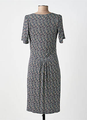 Robe mi-longue imprimé fantaisie manches courtes bleu POUSSIERE D'ETOLE femme