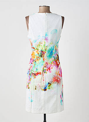 Robe mi-longue imprimé fleurs sans manche beige PAUL BRIAL femme