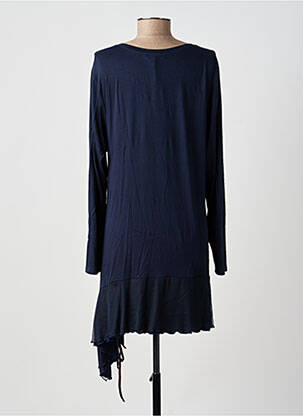Robe mi-longue manches longues manches longues bleu DOUBLE JEU femme