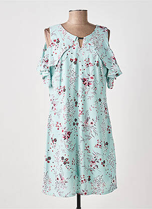Robe courte imprimé fleurs manches courtes bleu MOKA'S femme