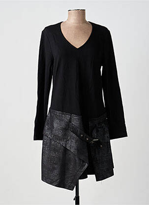 Robe courte manches longues manches longues noir LAUREN VIDAL femme