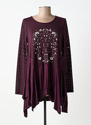 Tunique manches longues col rond violet SUN LIGHT femme