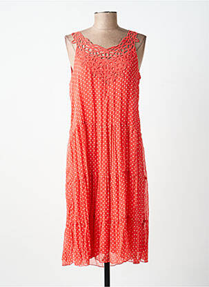 Robe mi-longue coupe fluide sans manche rouge ANDAMIO femme