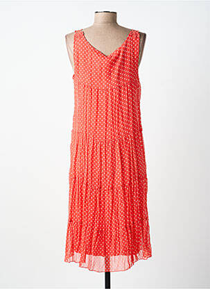 Robe mi-longue coupe fluide sans manche rouge ANDAMIO femme