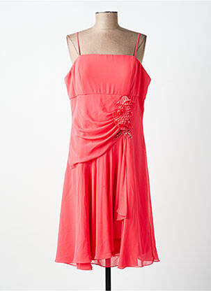 Robe mi-longue tissage crêpe fines bretelles orange PAUL BRIAL femme