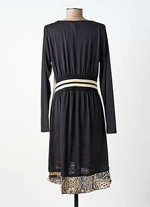 Robe mi-longue manches longues manches longues noir POUSSIERE D'ETOLE femme