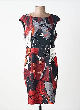 Robe mi-longue imprimé fleurs manches courtes rouge POUSSIERE D'ETOLE femme