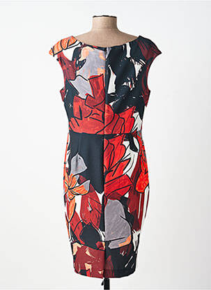 Robe mi-longue imprimé fleurs manches courtes rouge POUSSIERE D'ETOLE femme
