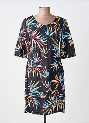 Robe courte manches 3/4 manches 3/4 noir POUSSIERE D'ETOLE femme