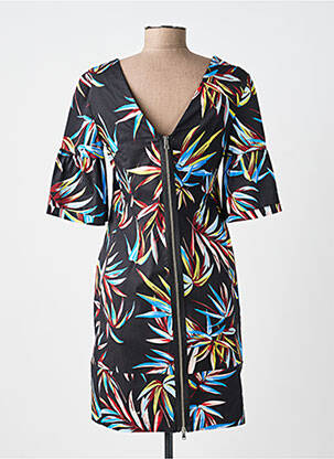 Robe courte manches 3/4 manches 3/4 noir POUSSIERE D'ETOLE femme