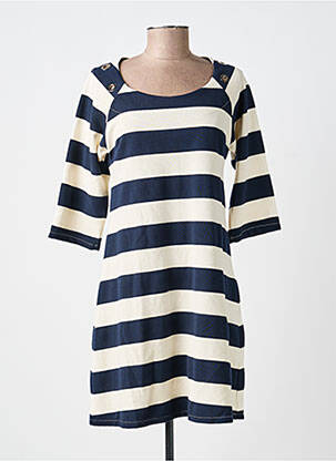 Robe courte manches 3/4 manches 3/4 bleu POUSSIERE D'ETOLE femme