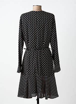 Robe mi-longue imprimé fantaisie manches longues noir PAUL BRIAL femme
