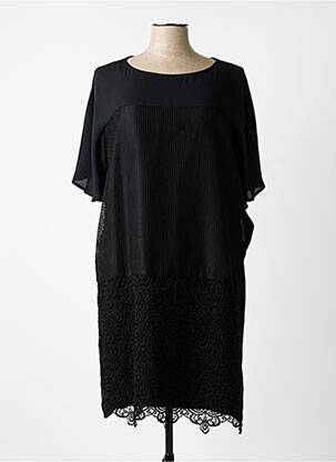 Robe mi-longue coupe fluide manches courtes noir ANDAMIO femme