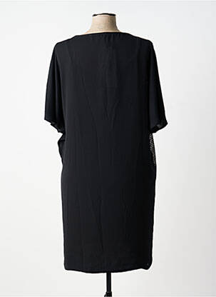Robe mi-longue coupe fluide manches courtes noir ANDAMIO femme
