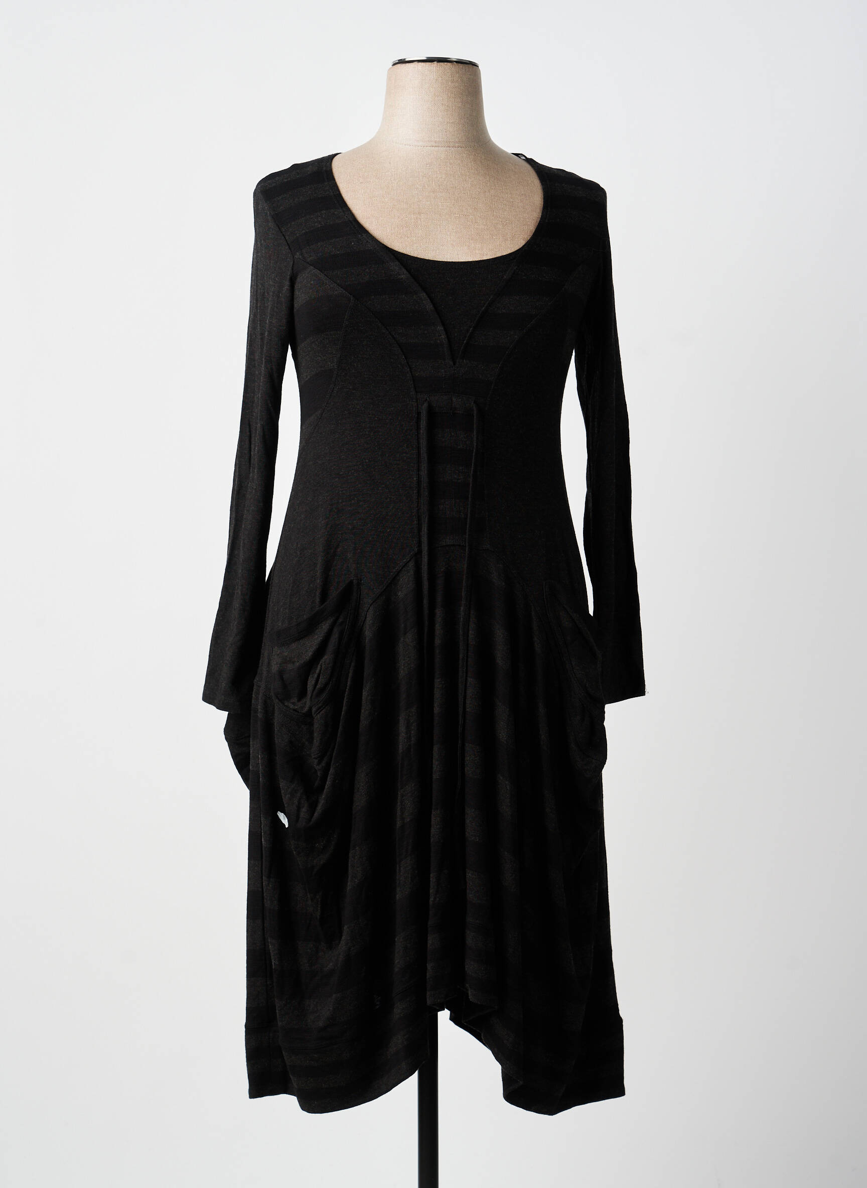 Robe longue manches longues manches longues gris LAUREN VIDAL femme