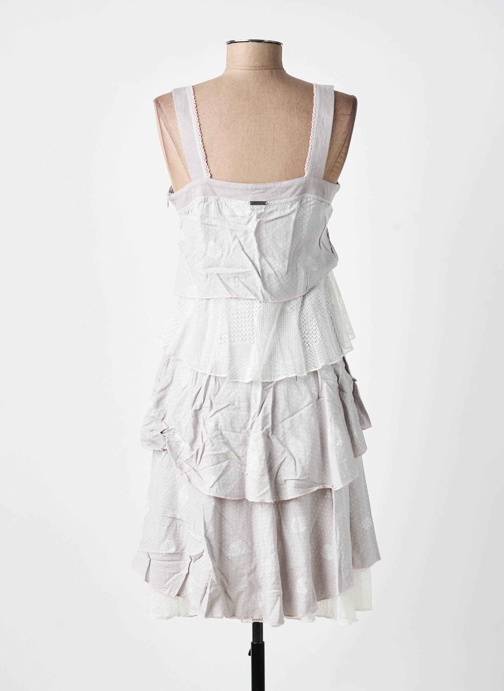 Robe mi-longue fermeture zippée au dos fines bretelles gris ALICE ET BARNABE femme