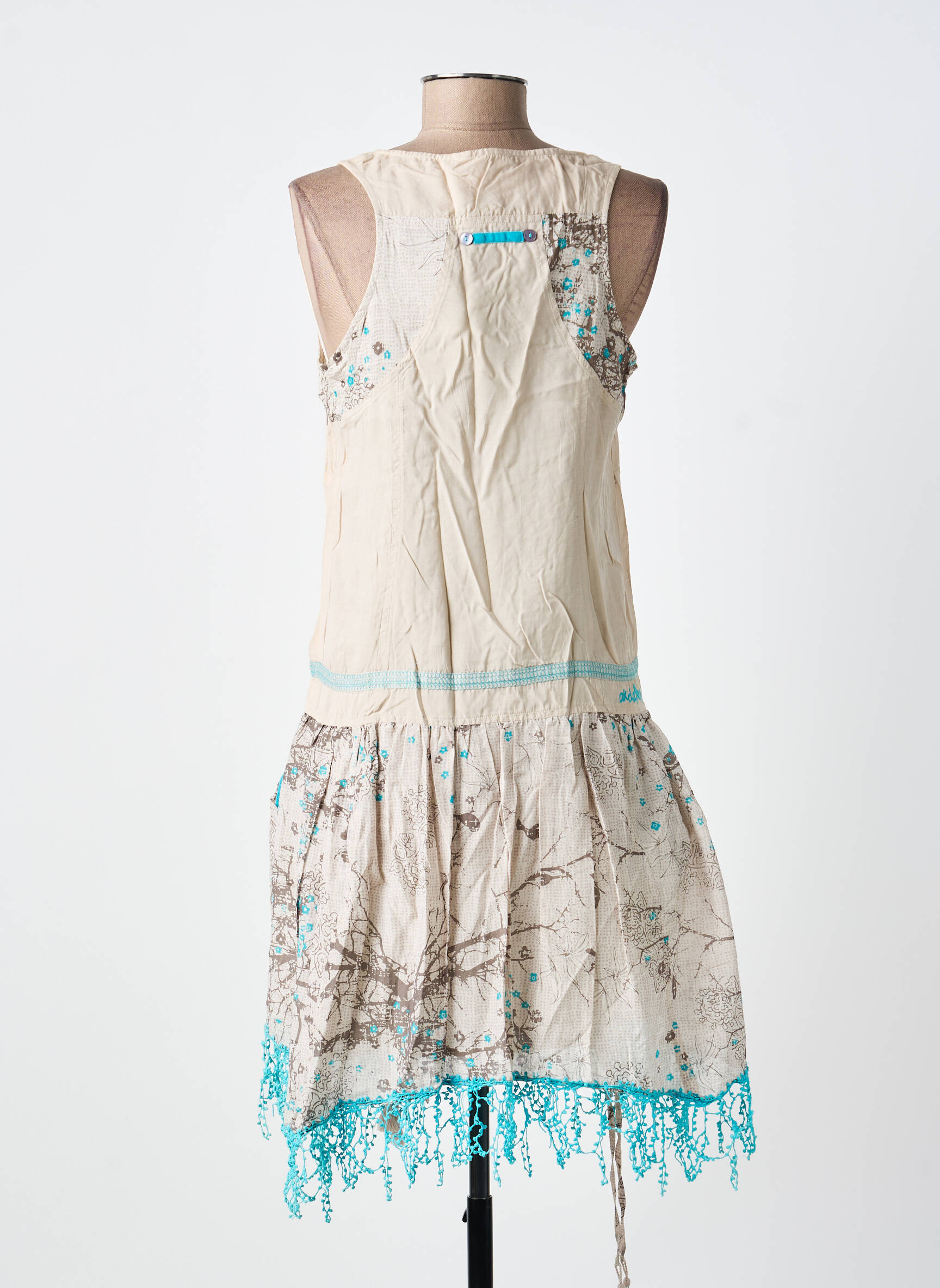 Robe mi-longue sans manche sans manche beige AKELA KEY femme