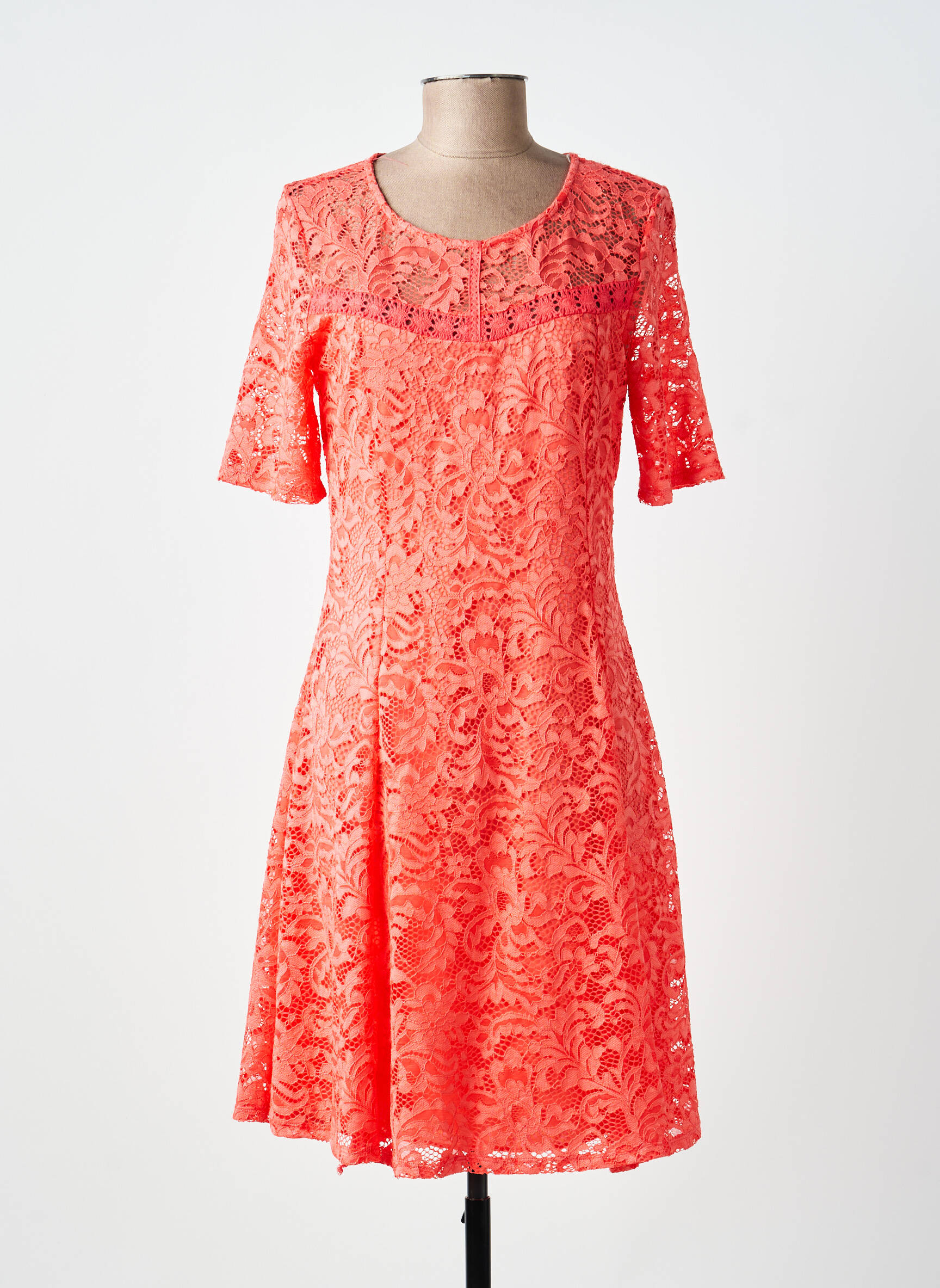 Robe mi-longue manches courtes manches courtes orange MOKA'S femme