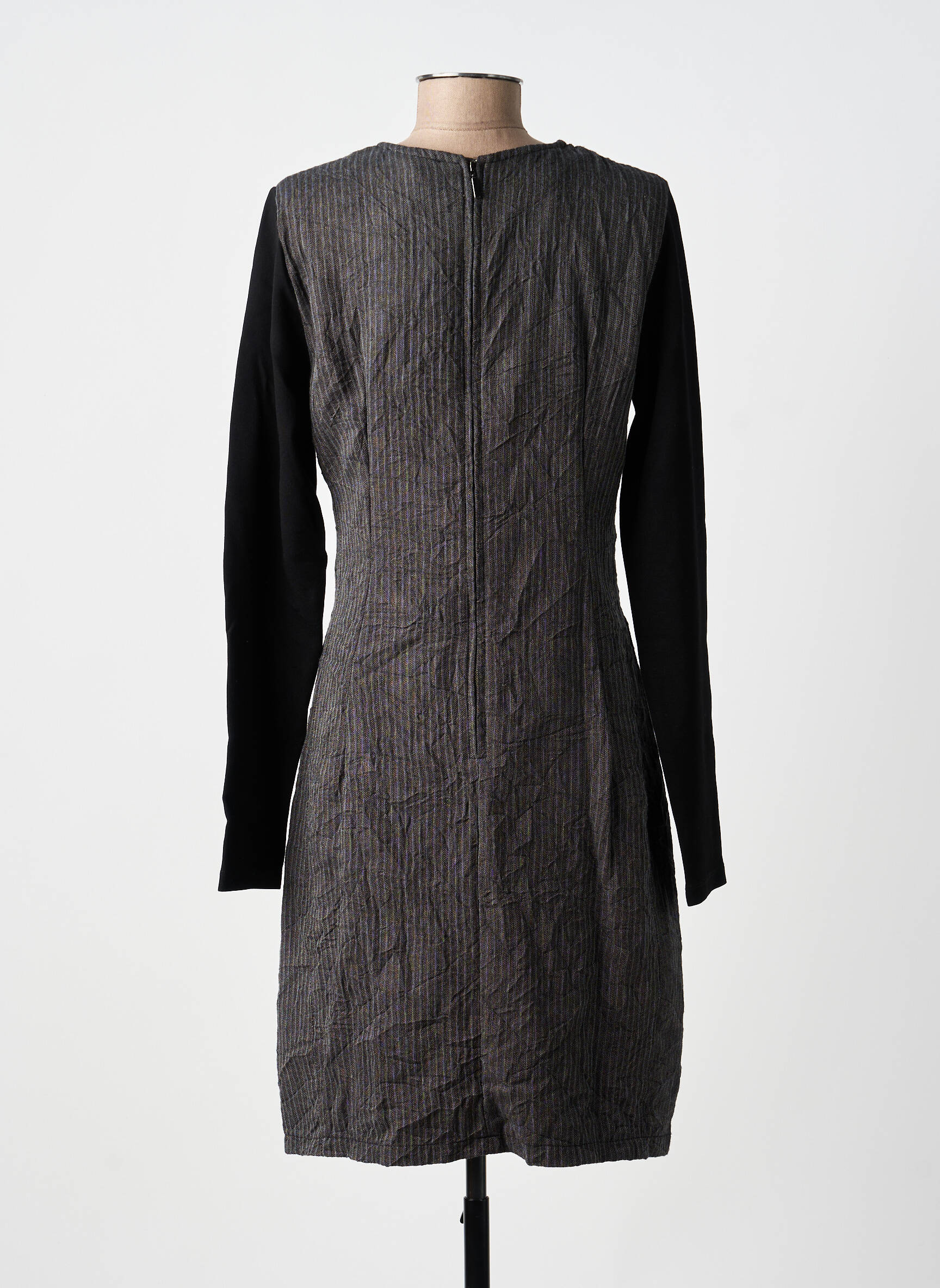 Robe mi-longue manches longues manches longues noir LAUREN VIDAL femme