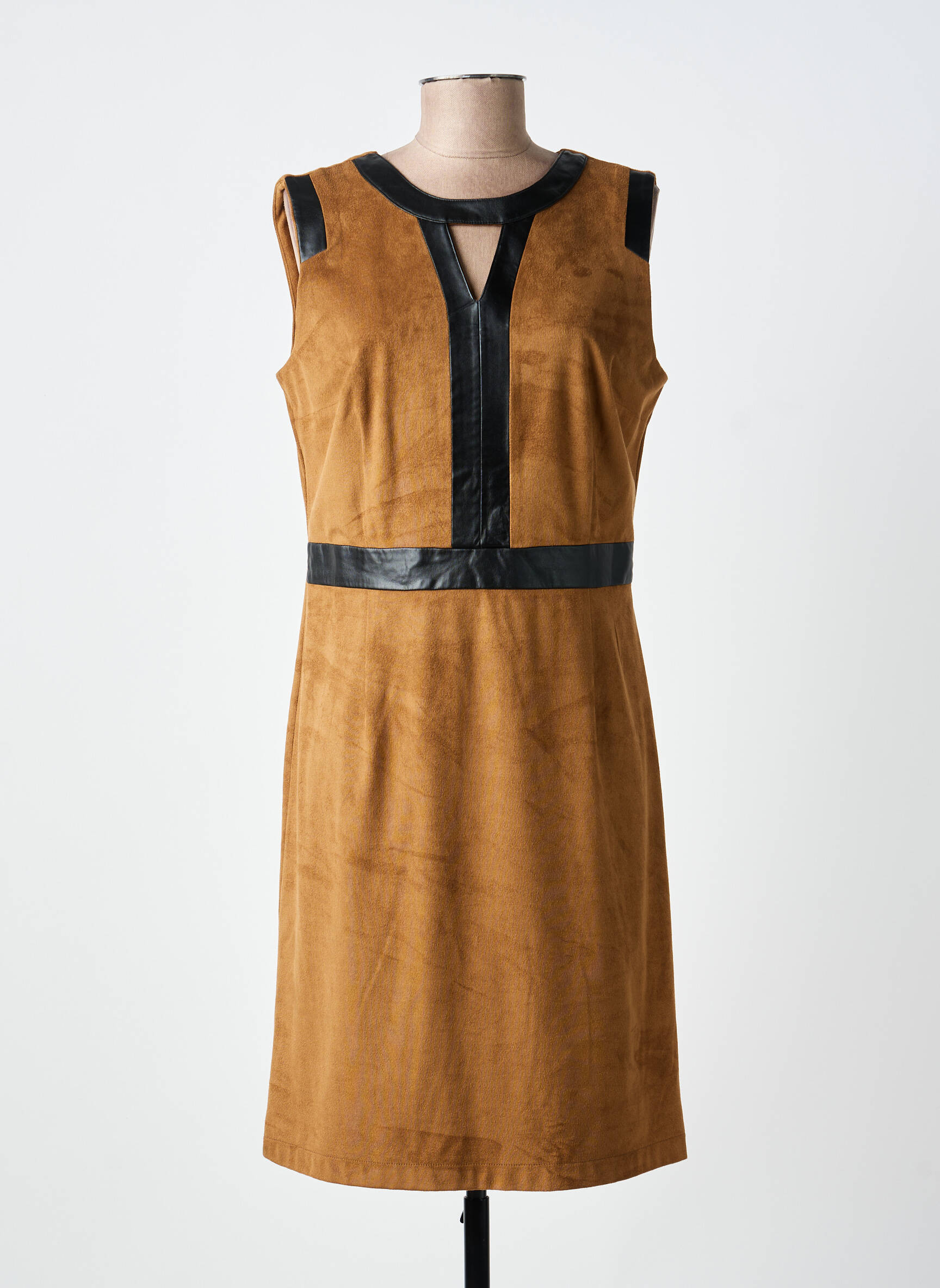 Robe mi-longue sans manche sans manche marron PAUL BRIAL femme