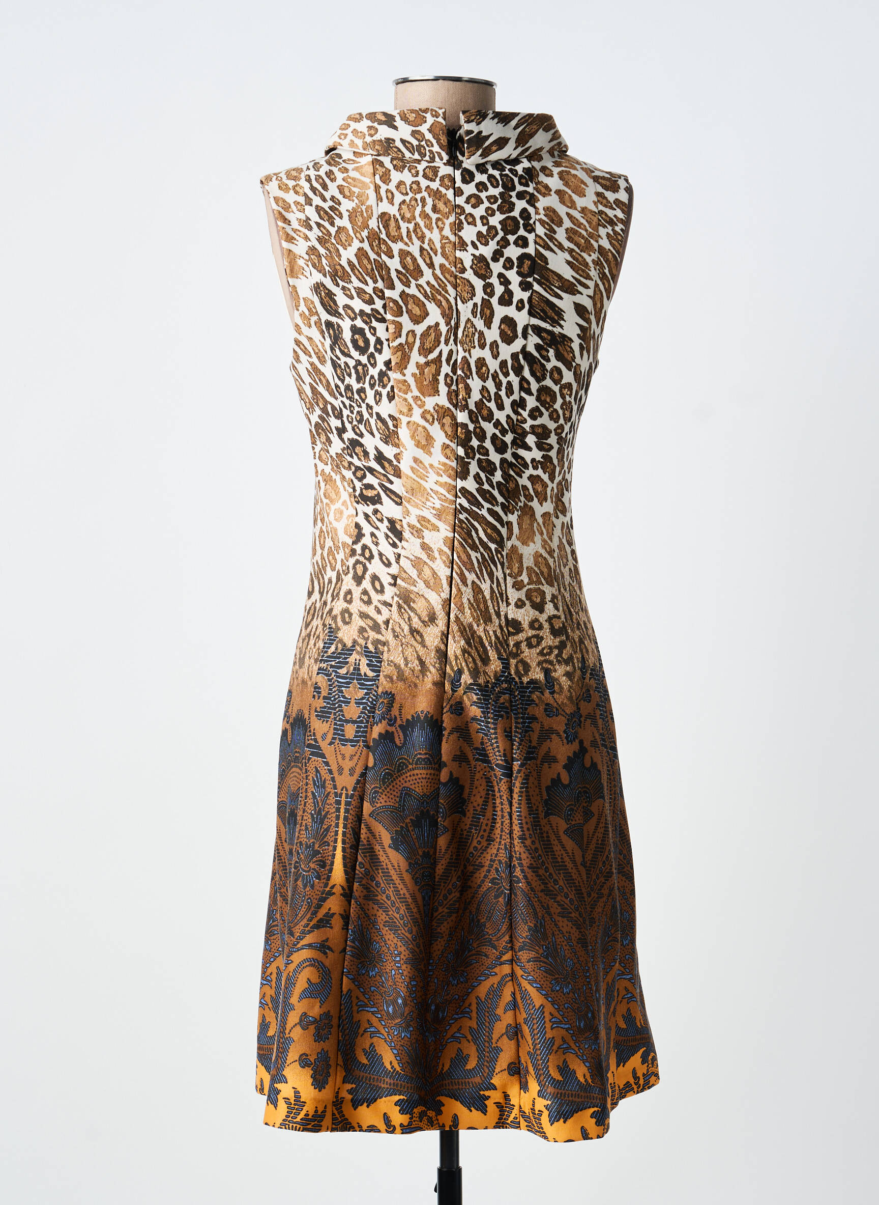 Robe mi-longue coupe fluide sans manche marron PAUL BRIAL femme